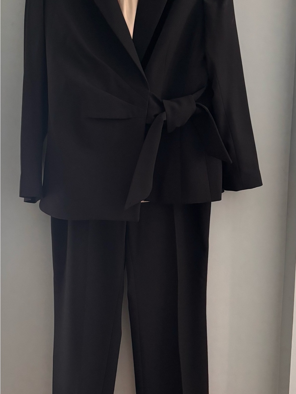 Preston & York Black Wrap Blazer and Wide-Leg Pants Set